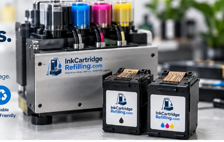 Professional ink cartridge refill workstation with branded refill cartridges